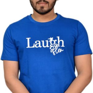 Men’s Blue Typography Print Pure Cotton Round Neck T-Shirt