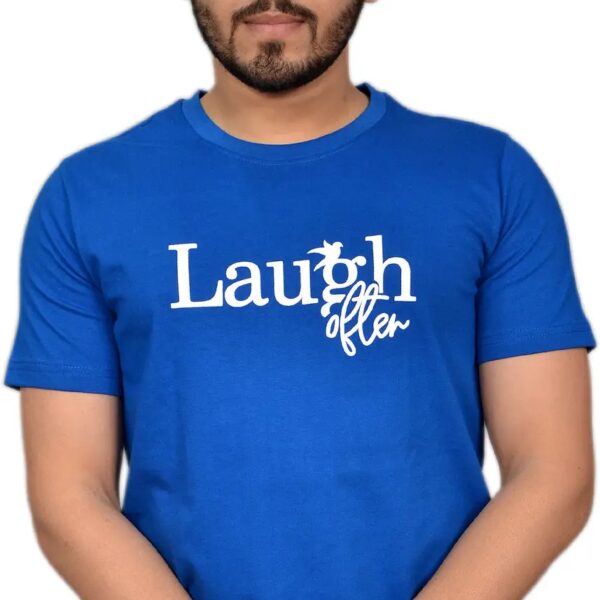 Men’s Blue Typography Print Pure Cotton Round Neck T-Shirt