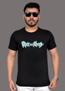 Men’s Black Graphic Typography Print Pure Cotton Round Neck T-Shirt