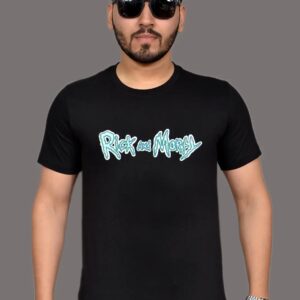 Men’s Black Graphic Typography Print Pure Cotton Round Neck T-Shirt