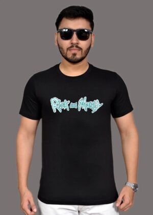 Men’s Black Graphic Typography Print Pure Cotton Round Neck T-Shirt