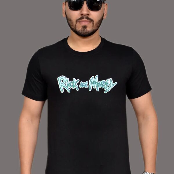 Men’s Black Graphic Typography Print Pure Cotton Round Neck T-Shirt